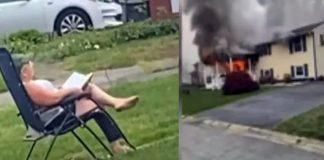 സ്വന്തം വീടിന് തീയിട്ടതിന് ശേഷം മുറ്റത്ത് കസേരയില് ഇരുന്ന് ആസ്വദിച്ച് സ്ത്രീ ; വീഡിയോ വൈറല് സ്വന്തം വീടിന് തീയിട്ടതിന് ശേഷം