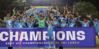 പെനാല്റ്റി ഷൂട്ടൗട്ടില് ബംഗ്ലാദേശിനെ കീഴടക്കി; അണ്ടര് 17 സാഫ് ചാമ്പ്യന്ഷിപ്പ് കിരീടം ഇന്ത്യയ്ക്ക്