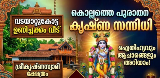 കൊല്ലം വടയാറ്റുകോട്ട ശ്രീകൃഷ്ണസ്വാമി ക്ഷേത്രത്തിന്റെ മനോഹരമായ ദൃശ്യം
