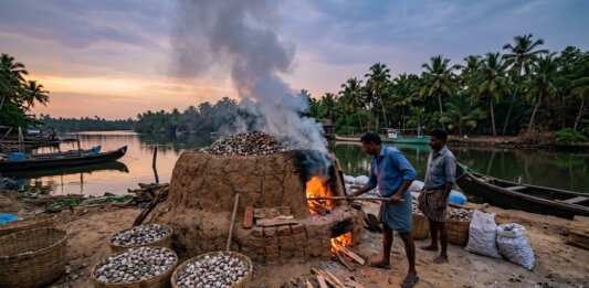 കരുനാഗപ്പള്ളിയിലെ ഉപേക്ഷിക്കപ്പെട്ട കക്കാ നീറ്റൽ പുരകൾ