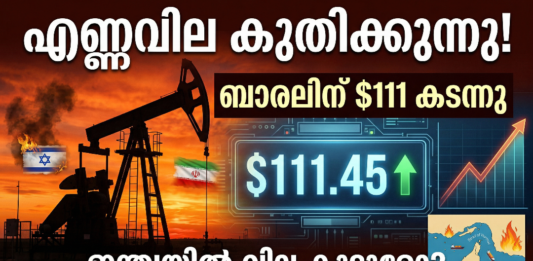 അന്താരാഷ്ട്ര വിപണിയിലെ എണ്ണവില വർദ്ധനവ് സൂചിപ്പിക്കുന്ന ഗ്രാഫ്.